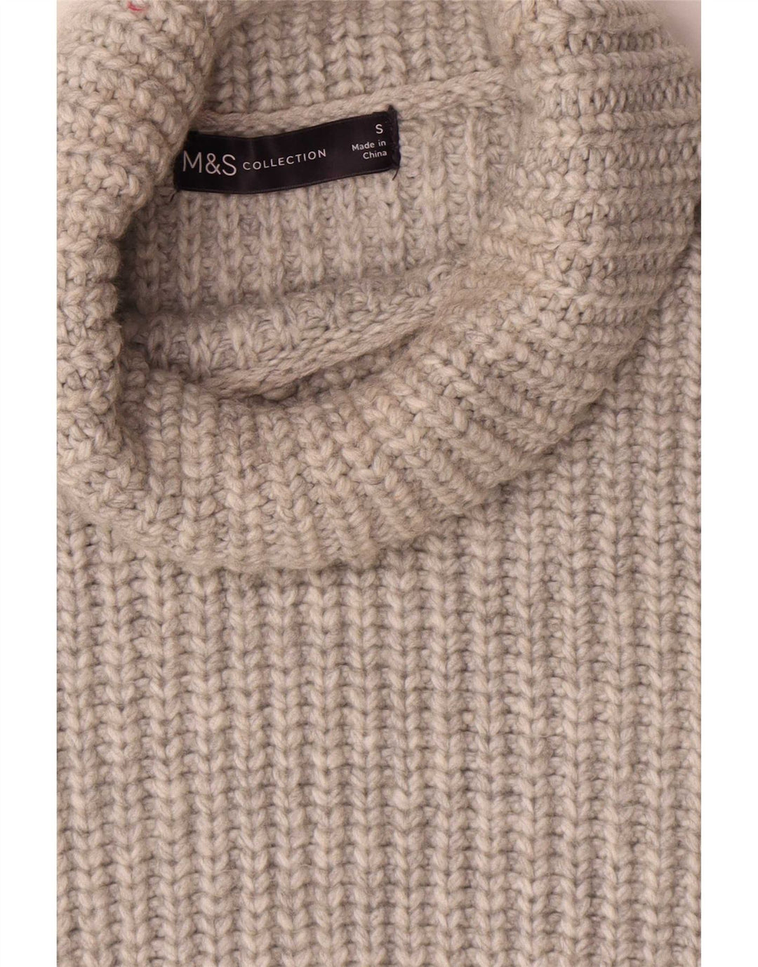 Marks & Spencer Dame Roll Neck Vest Tank Top UK 10 Small Grey Polyester