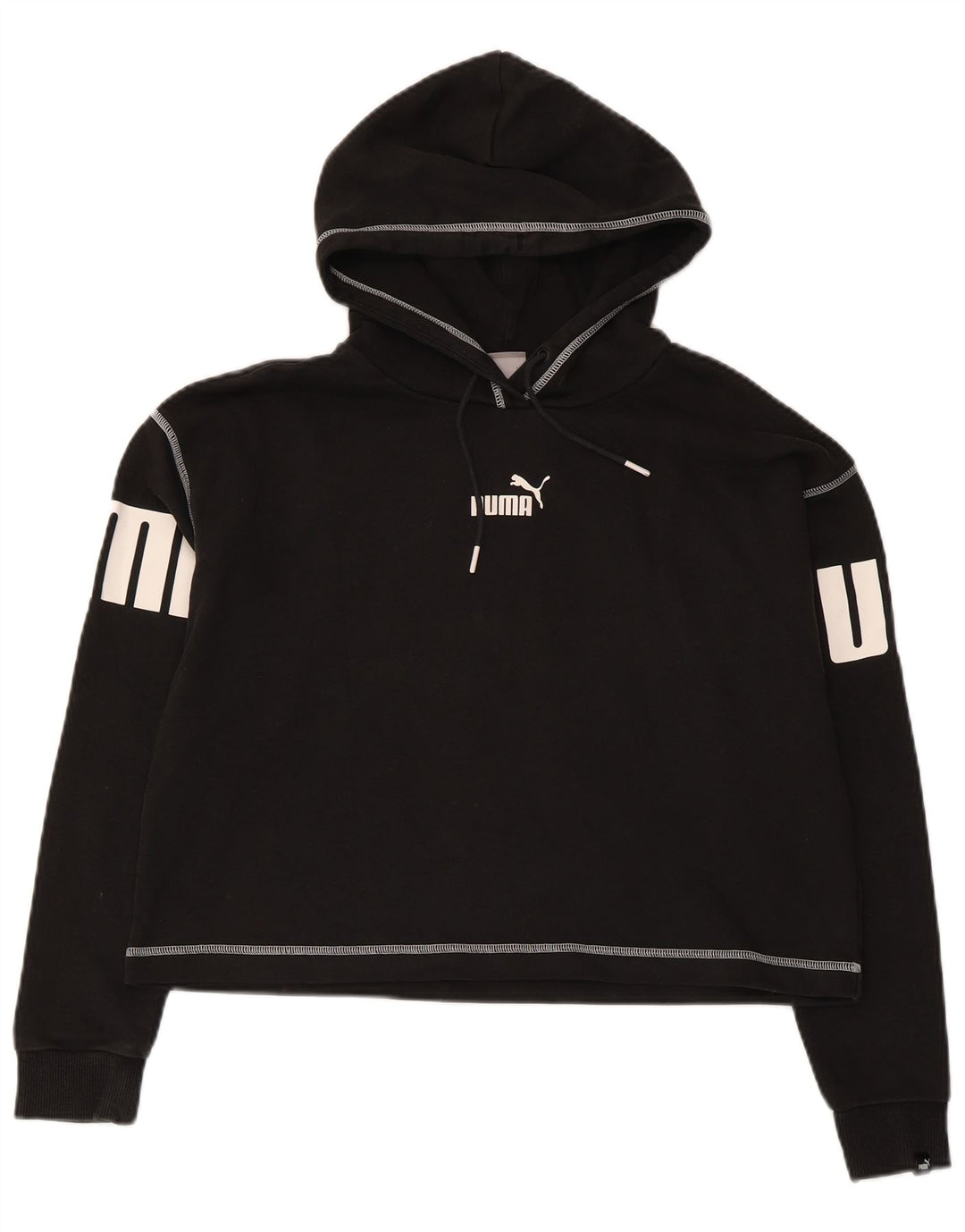 Puma Graphic Oversized Hoodie Jumper UK 10 Small Black