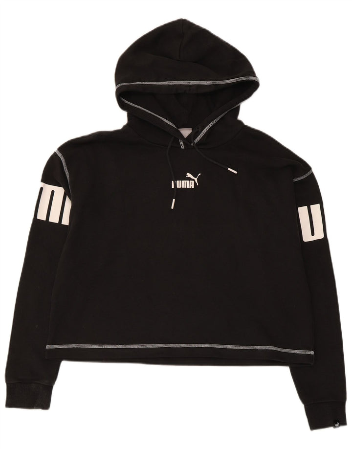 Puma Graphic Oversized Hoodie Jumper UK 10 Small Black