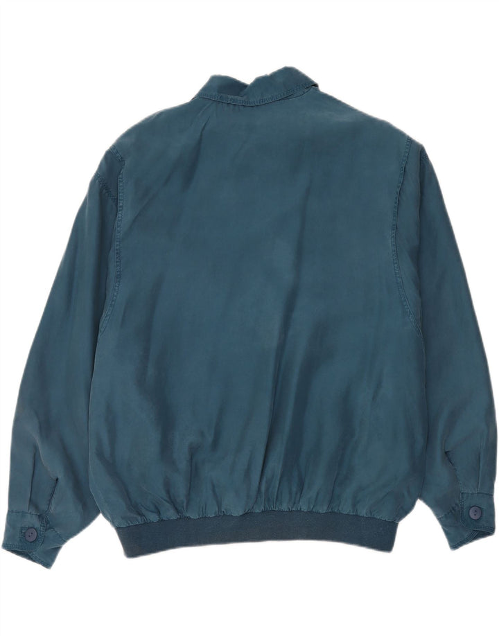 Vintage Herre Loose Fit Bomber Jacket IT 48 Medium Blue Silk