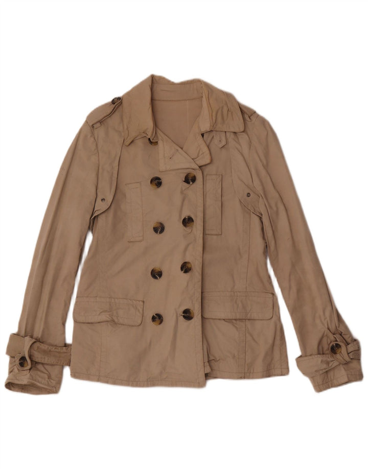 Massimo Dutti Dame Kort Dobbeltradet Trench Coat UK 14 Medium Beige