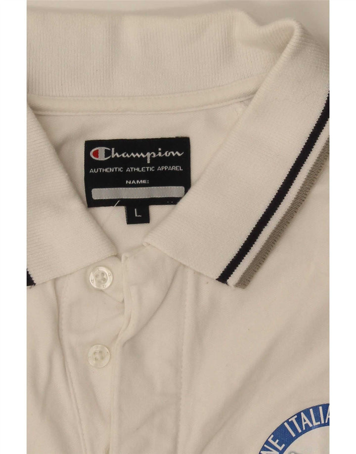 Champion Herre Polo Shirt Large White Colourblock