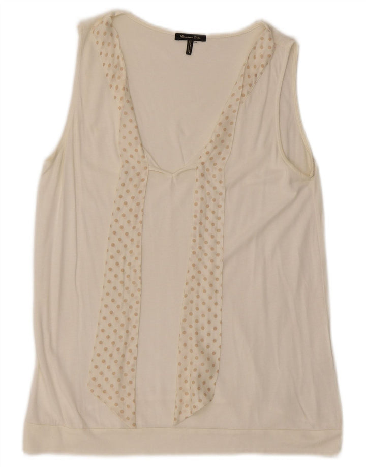 Massimo Dutti Dame ærmeløs bluse Top UK 12 Medium White Polka Dot