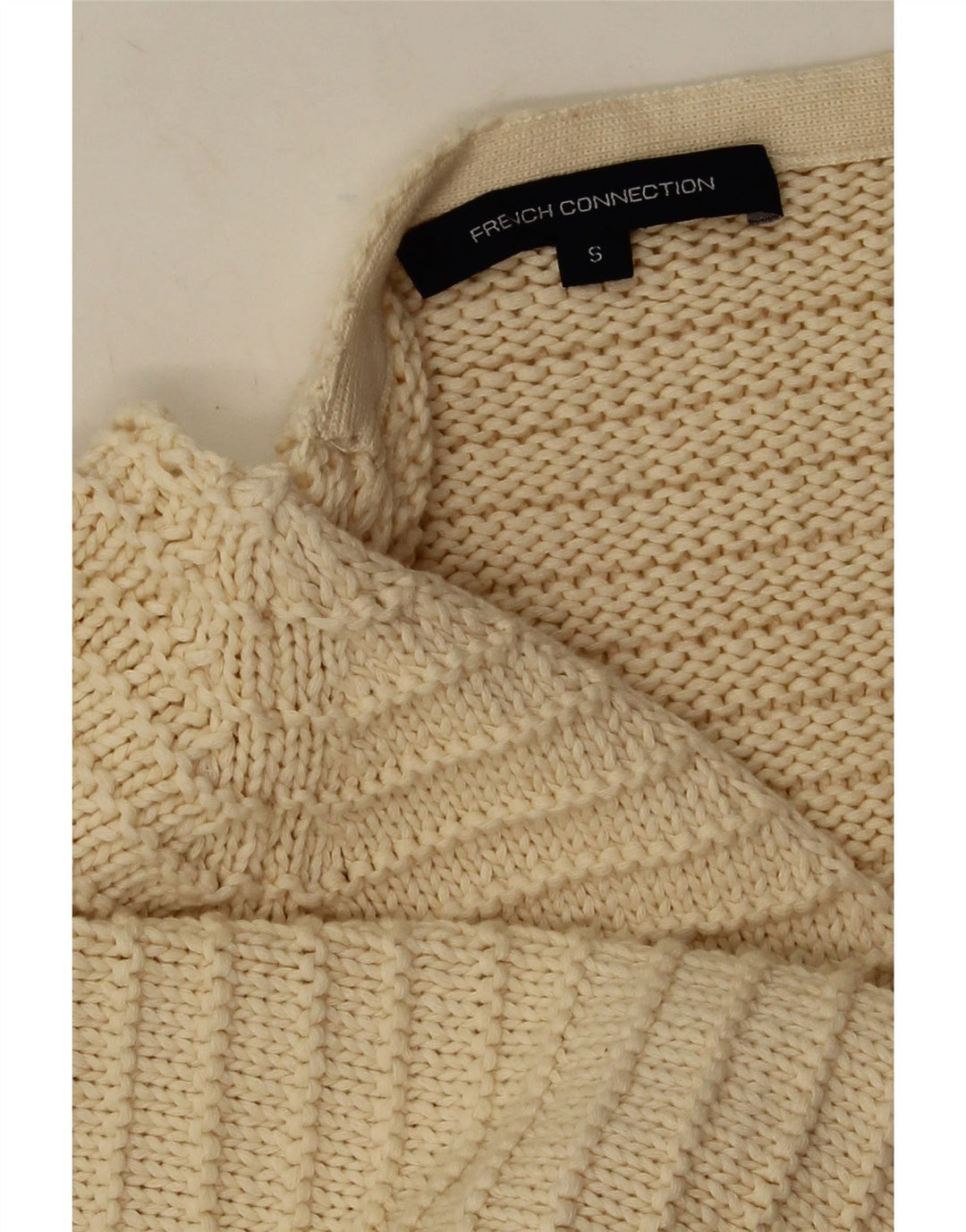 French Connection Dame Longline Cardigan Sweater UK 10 Small Off White