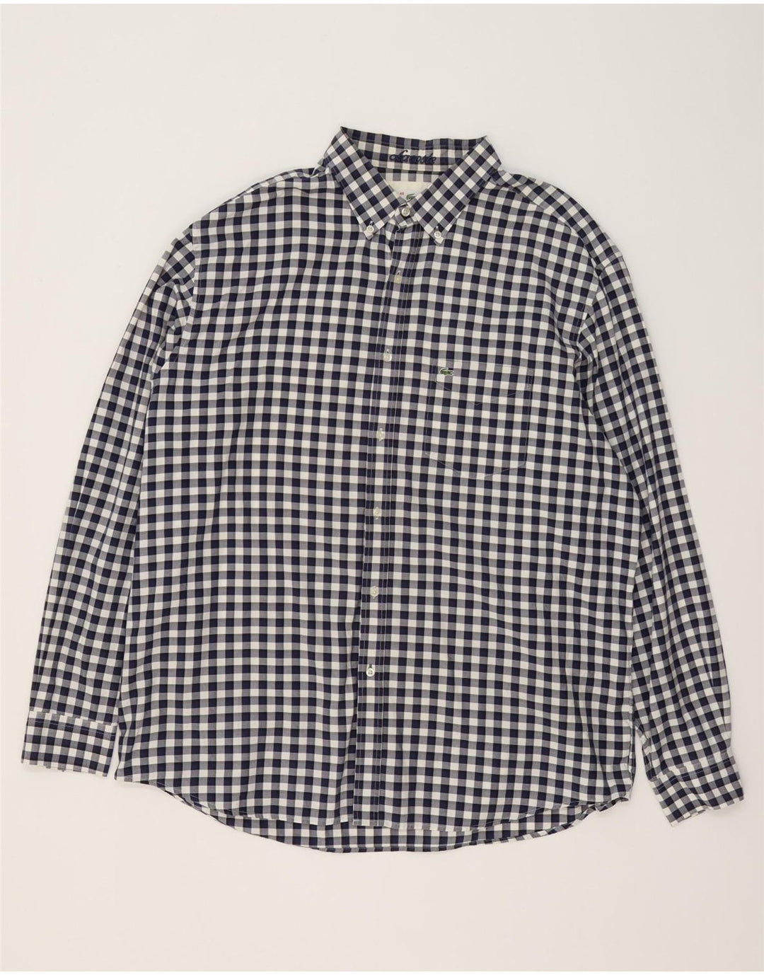 Lacoste Herre Regular Fit skjorte str. 46 2XL Marineblå Gingham Cotton