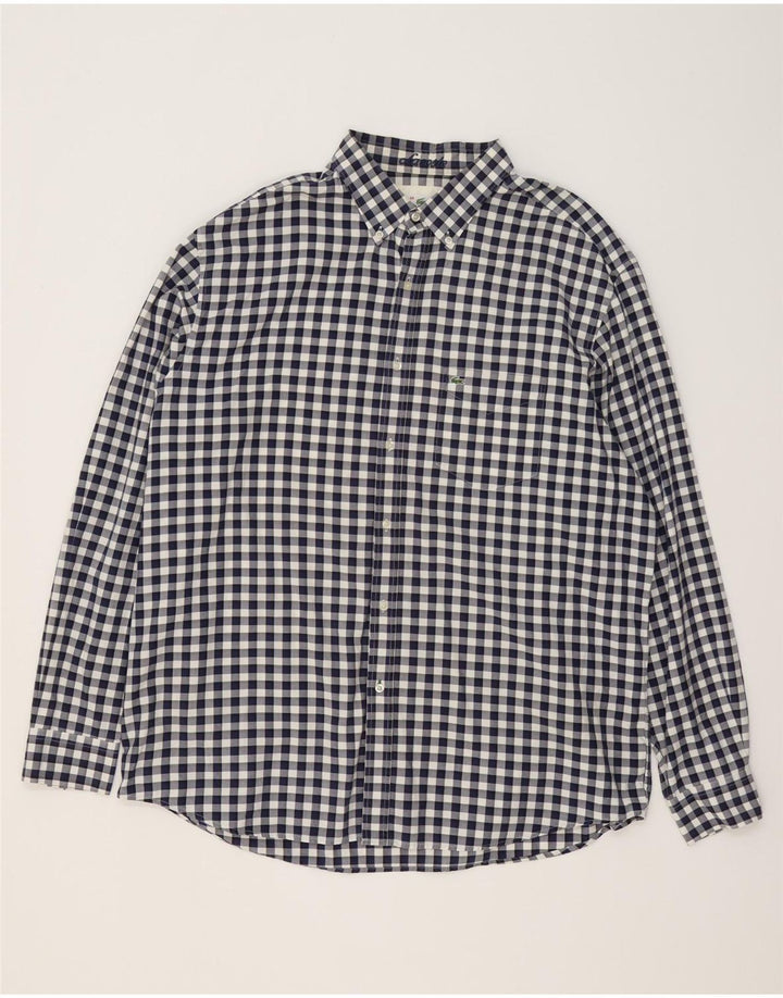 Lacoste Herre Regular Fit skjorte str. 46 2XL Marineblå Gingham Cotton