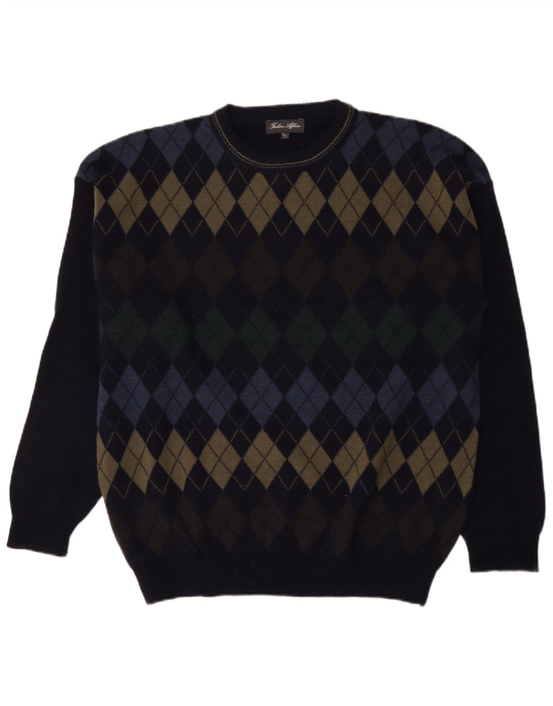 Vintage herre rund hals sweater IT 52/54 stor marineblå