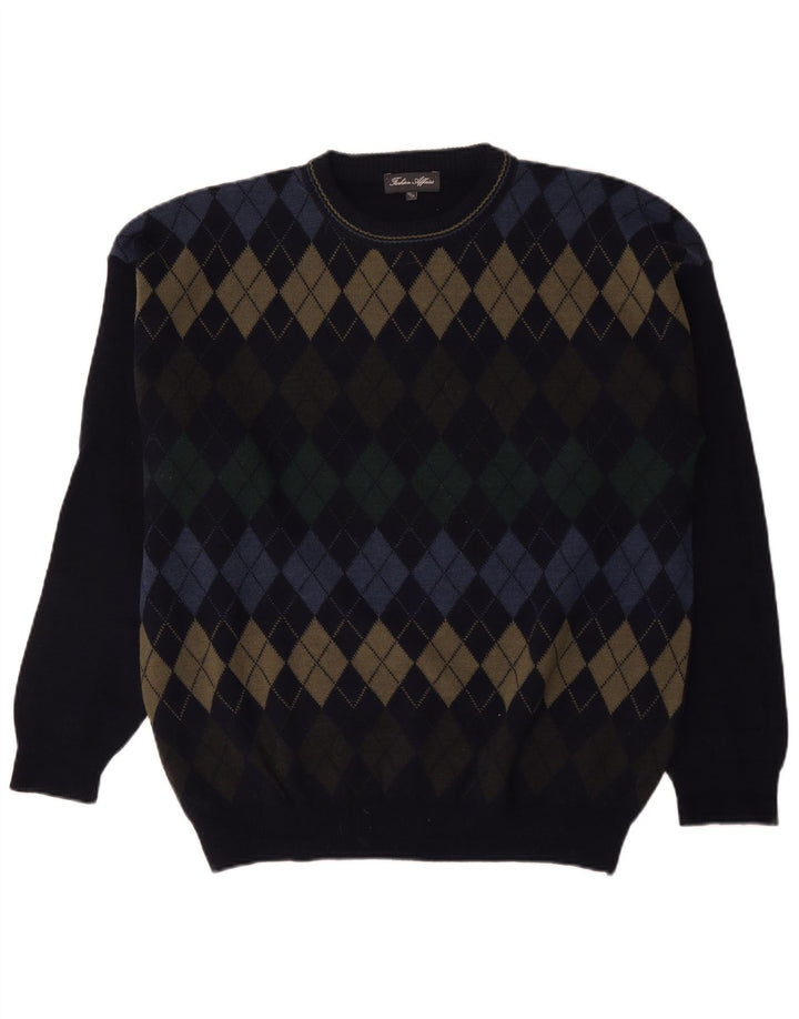 Vintage herre rund hals sweater IT 52/54 stor marineblå