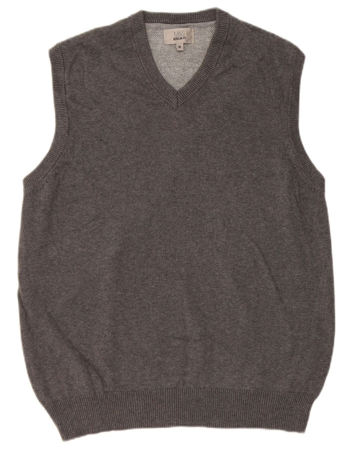 Marks & Spencer Herre Regular Fit Vest Tank Top Medium Grey Bomuld
