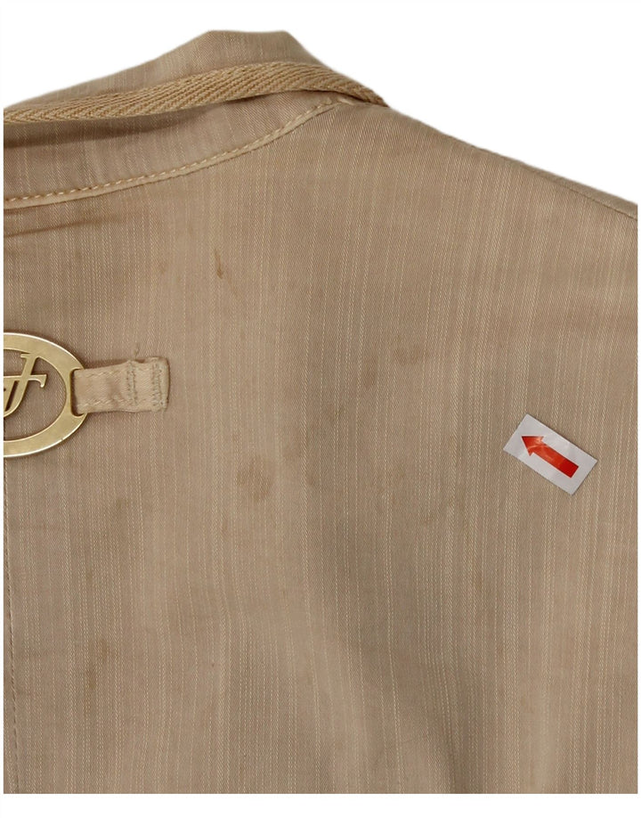 Trussardi Dame 2 Button Blazer Jacket IT 46 Stor Beige Bomuld