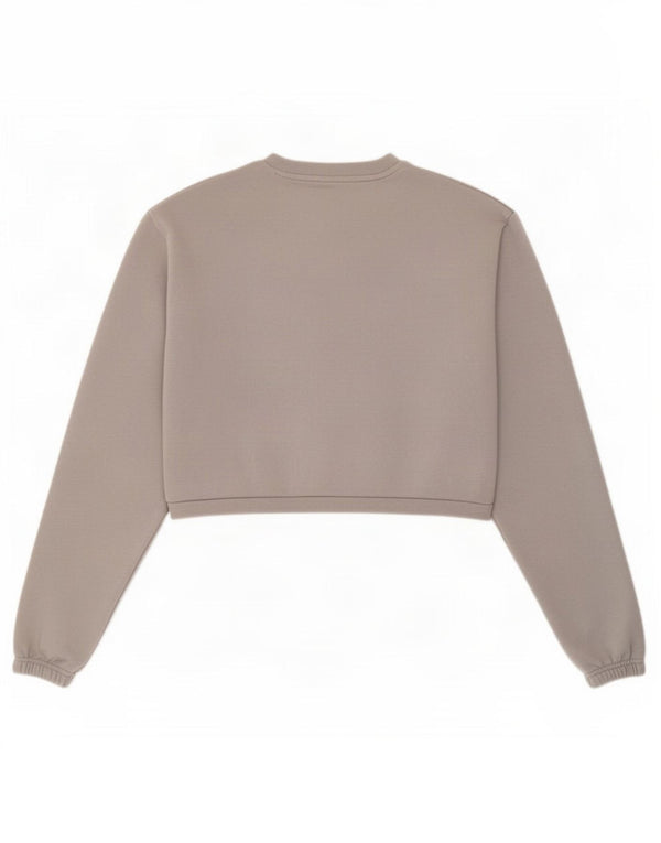 Ellesse Womens Crop Sweatshirt Jumper UK 12 Medium Grey Bomuld