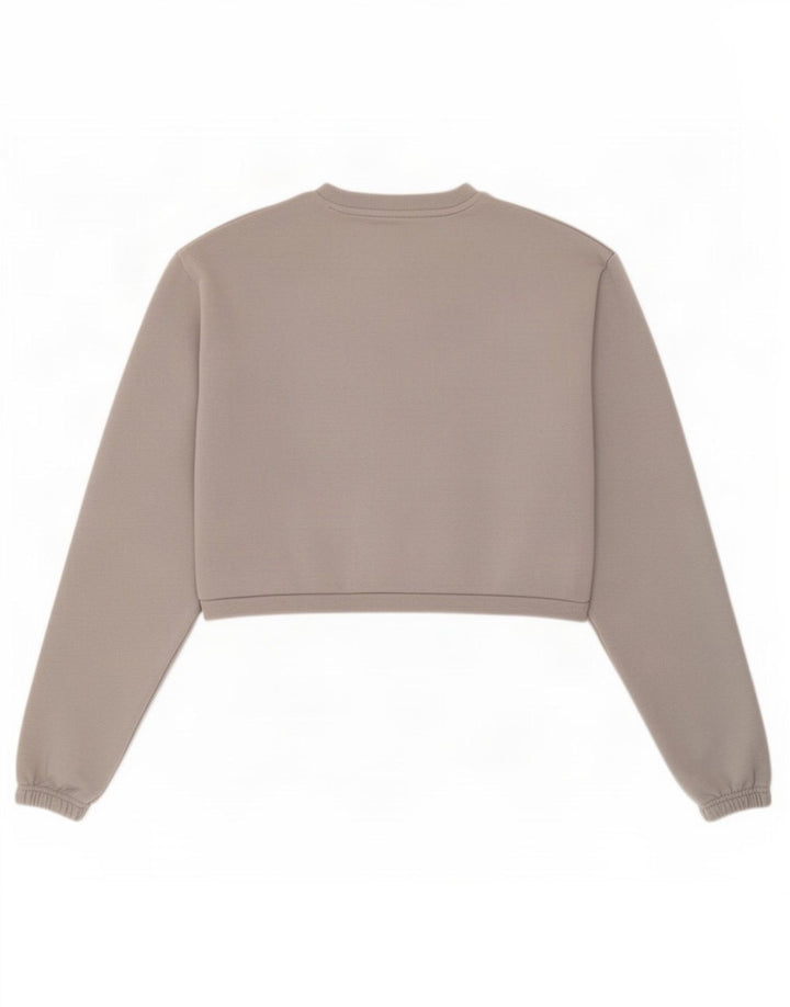 Ellesse Womens Crop Sweatshirt Jumper UK 12 Medium Grey Bomuld
