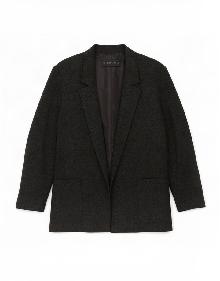 Zara Womens Open Blazer Jacket UK 14 Large Black