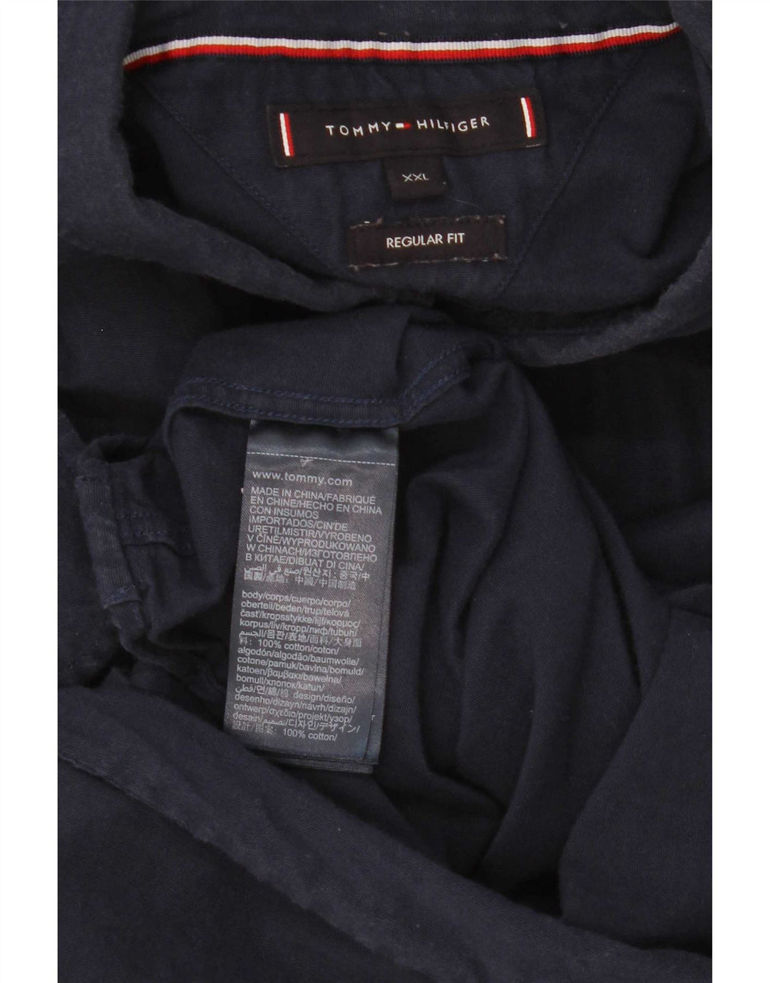 Tommy Hilfiger Herre Regular Fit skjorte 2XL Navy Blue Colourblock