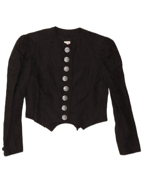 Gossl Dame Trachten Crop Cardigan Top EU 40 Medium Sort Linned