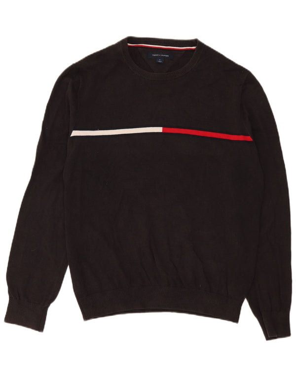 Tommy Hilfiger Herre Crew Neck Jumper Sweater Medium Grey Colourblock Bomuld