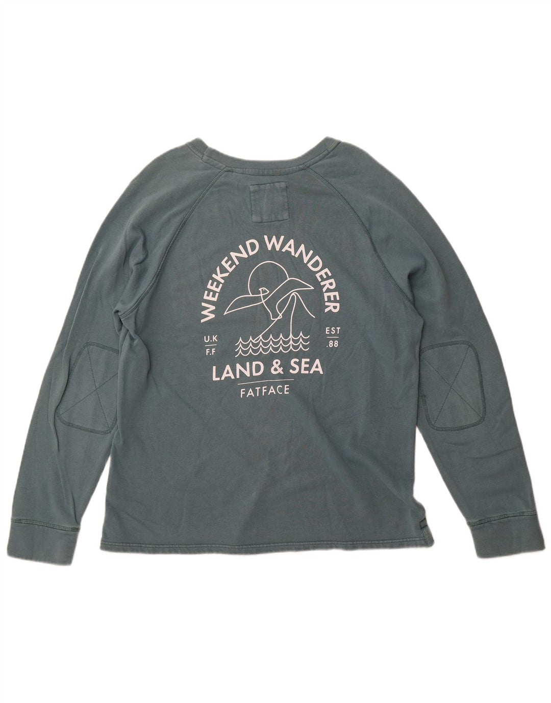 Fat Face Herre Grafisk Sweatshirt Jumper Stor Grøn Bomuld