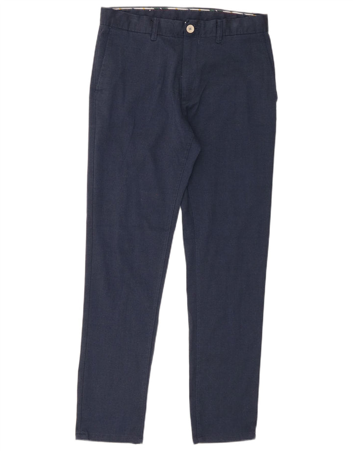 Zara Herre Slim Chino Bukser EU 38 Small W30 L29 Navy Blue Polyester