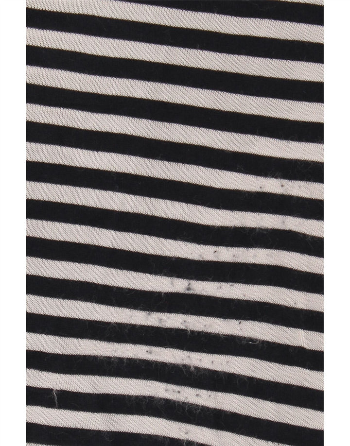 BENETTON Dame 3/4 ærmet bluse Top UK 10 Small Navy Blue Nautical