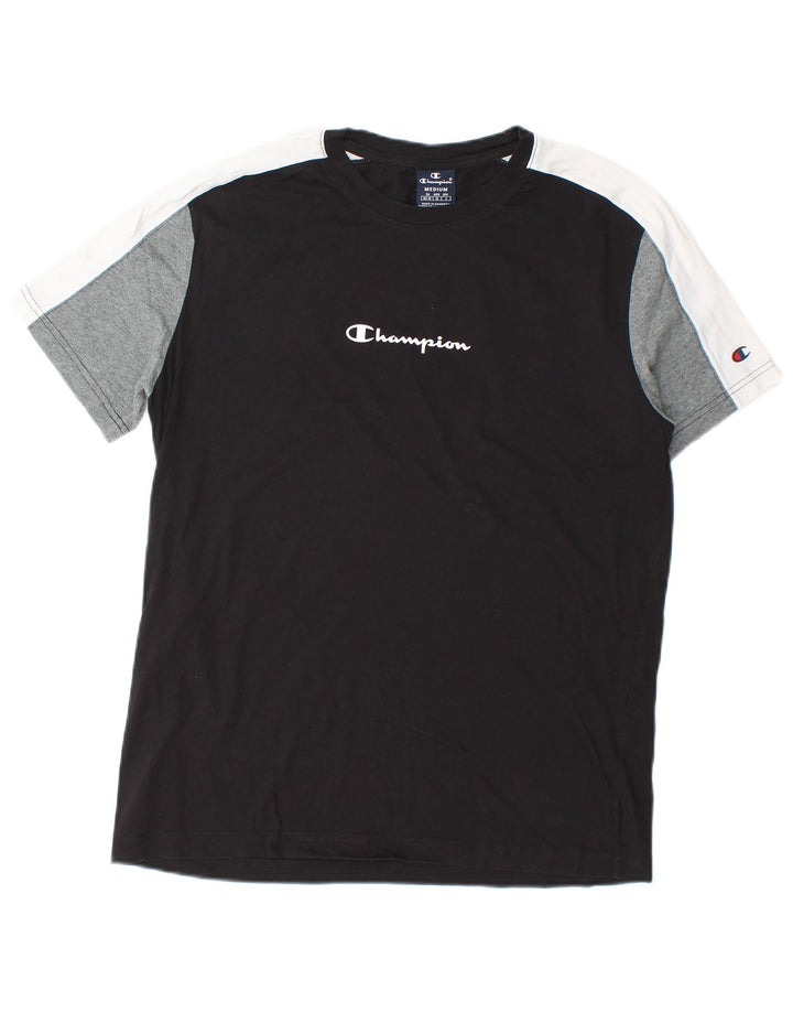 Champion Herre grafisk T-shirt Top Medium Sort Colourblock