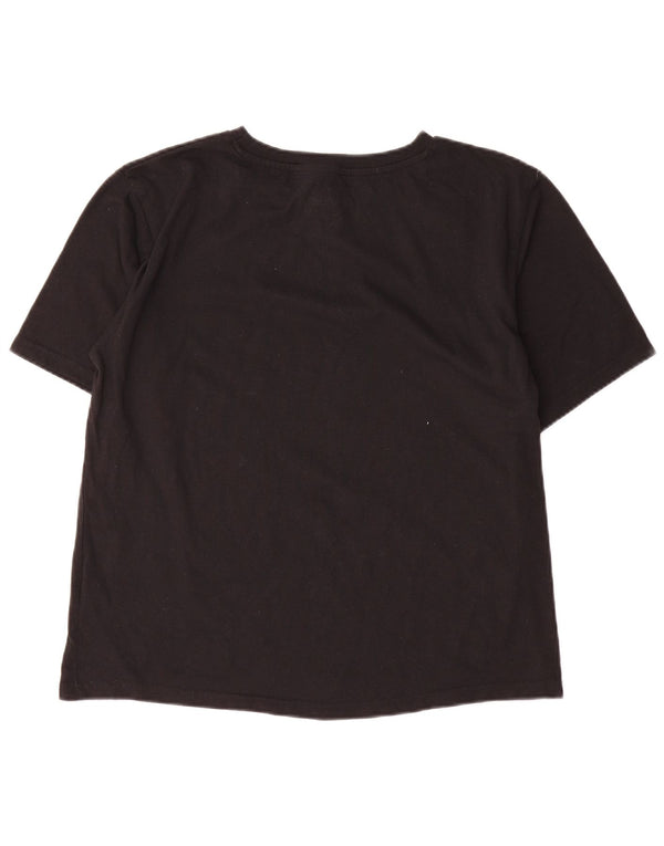 AUSTRALIAN L'ALPINA Dame T-Shirt Top UK 16 Stor Sort Bomuld