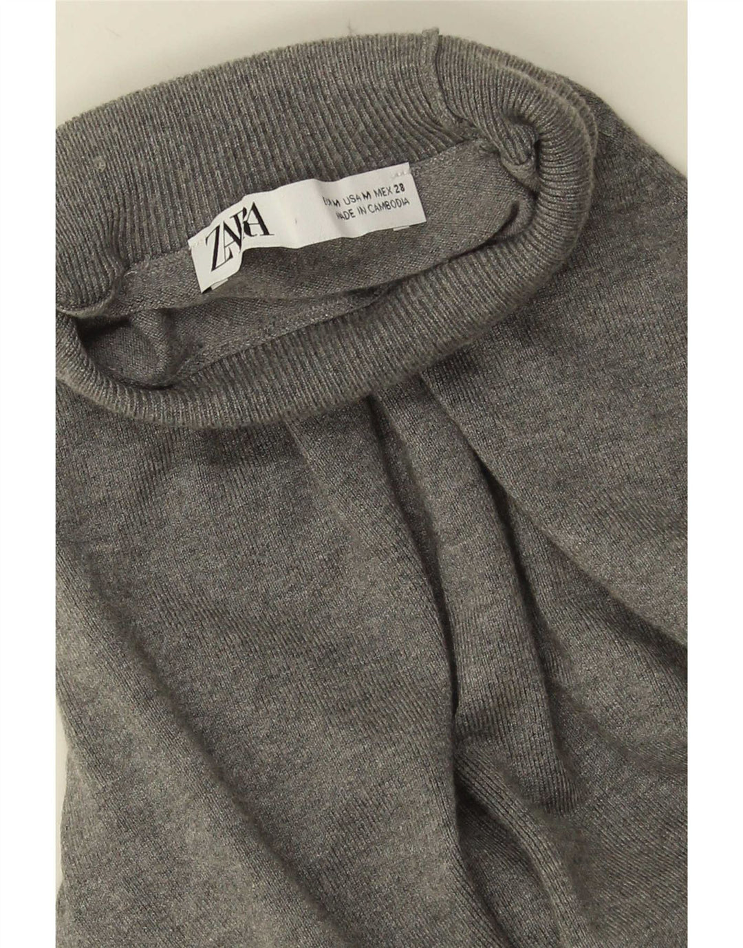 Zara Dame 3/4 ærmer rullehals sweater UK 12 mellemgrå