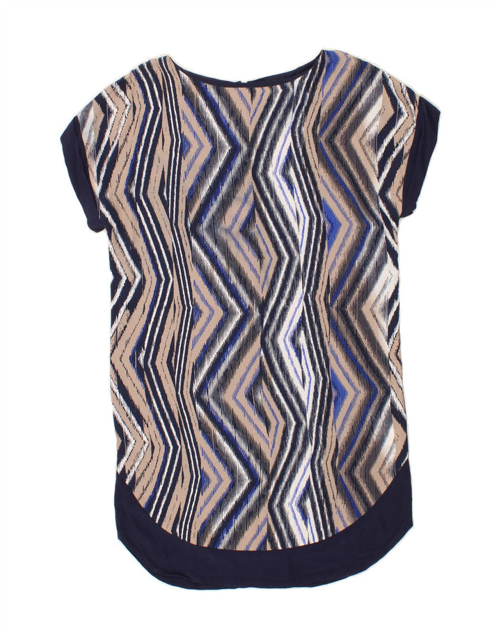 WAREHOUSE Womens Tunic Dress UK 14 Large Navy Blue Chevron Viscose Vintage Warehouse and Second-Hand Warehouse from Messina Hembry 