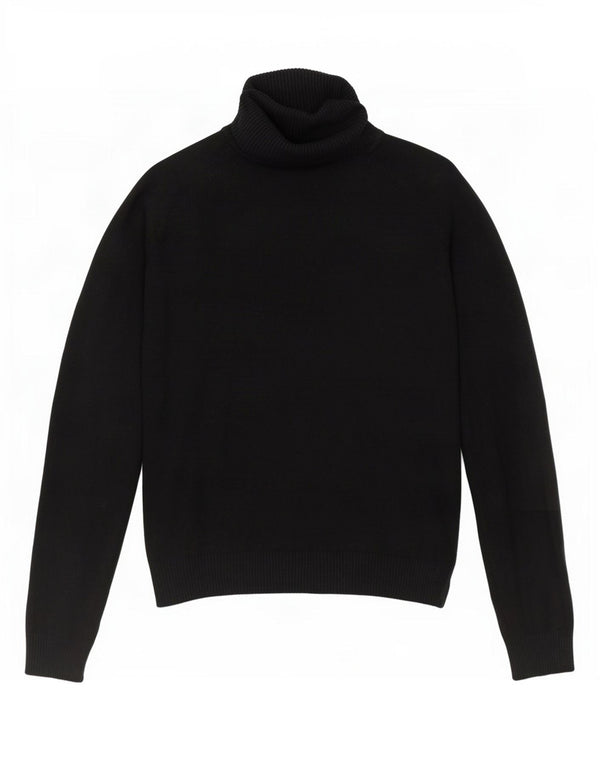 Zara Womens Crop Roll Neck Jumper Sweater UK 10 Small Black Cotton