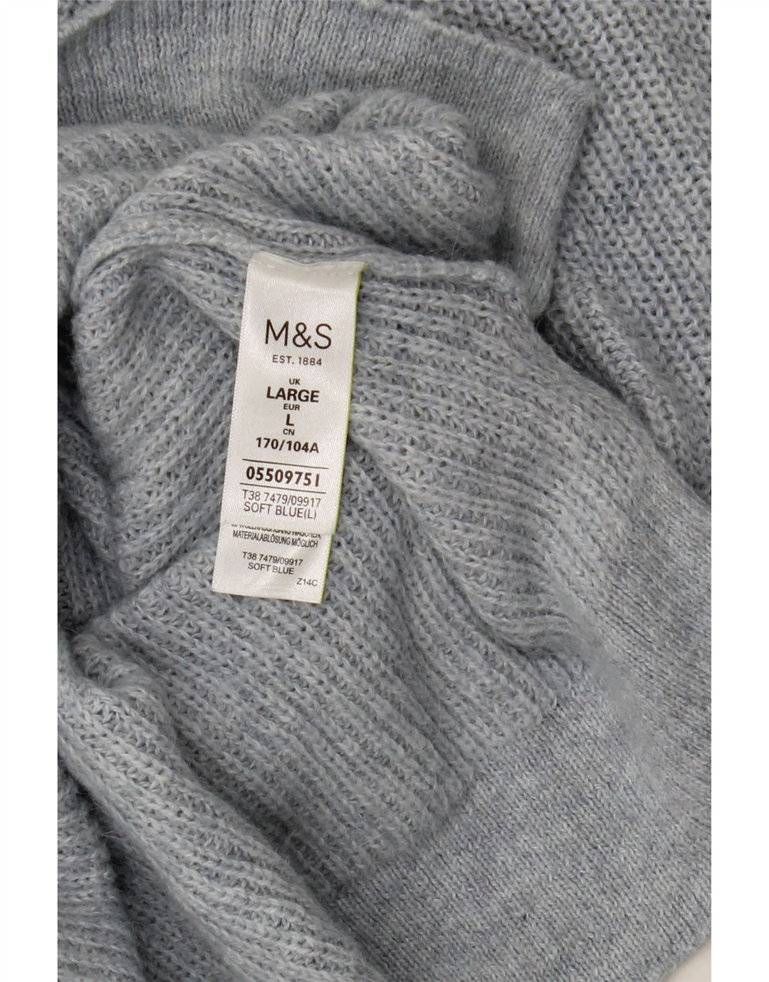 Marks & Spencer Dame Boat Neck Jumper Sweater UK 16 Large Blue Polyamide