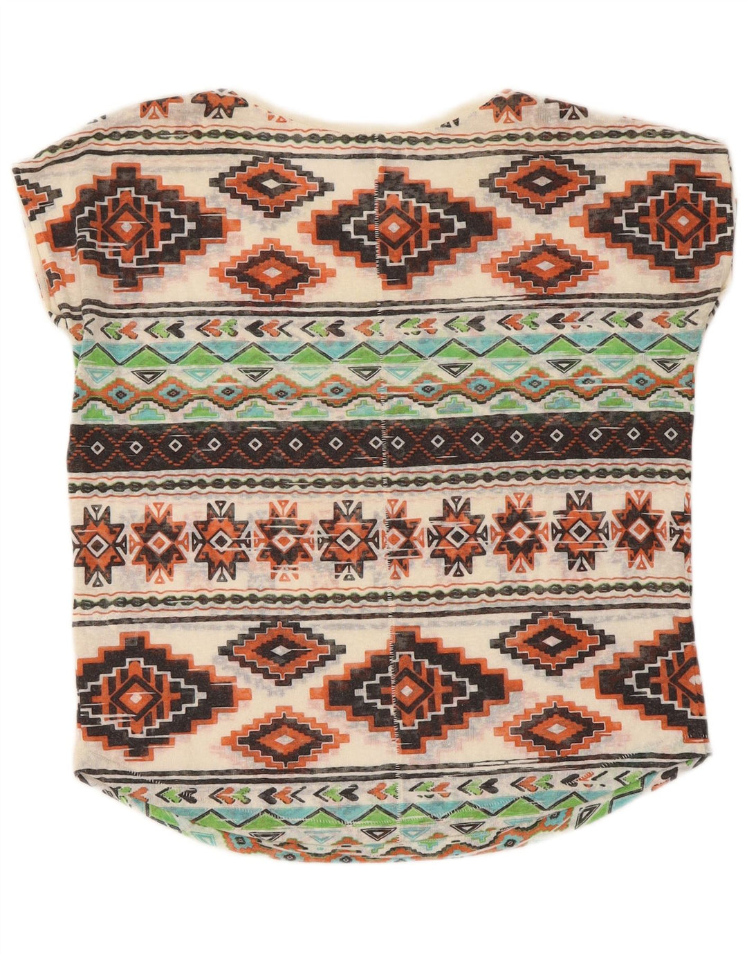 Zara Dame T-Shirt Top UK 14 Medium Flerfarvet Geometrisk Polyester