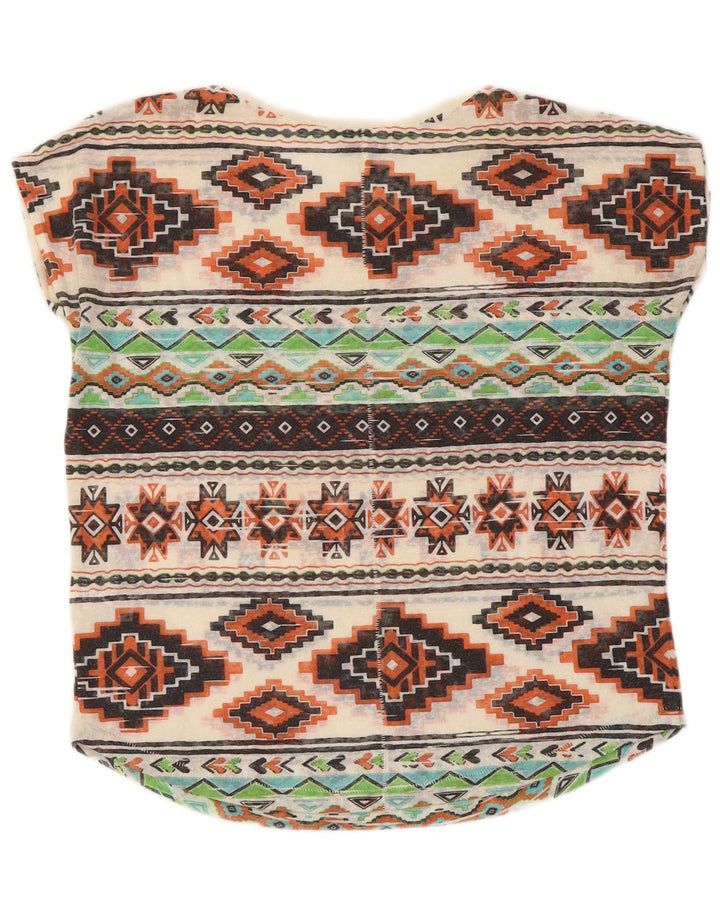 Zara Dame T-Shirt Top UK 14 Medium Flerfarvet Geometrisk Polyester