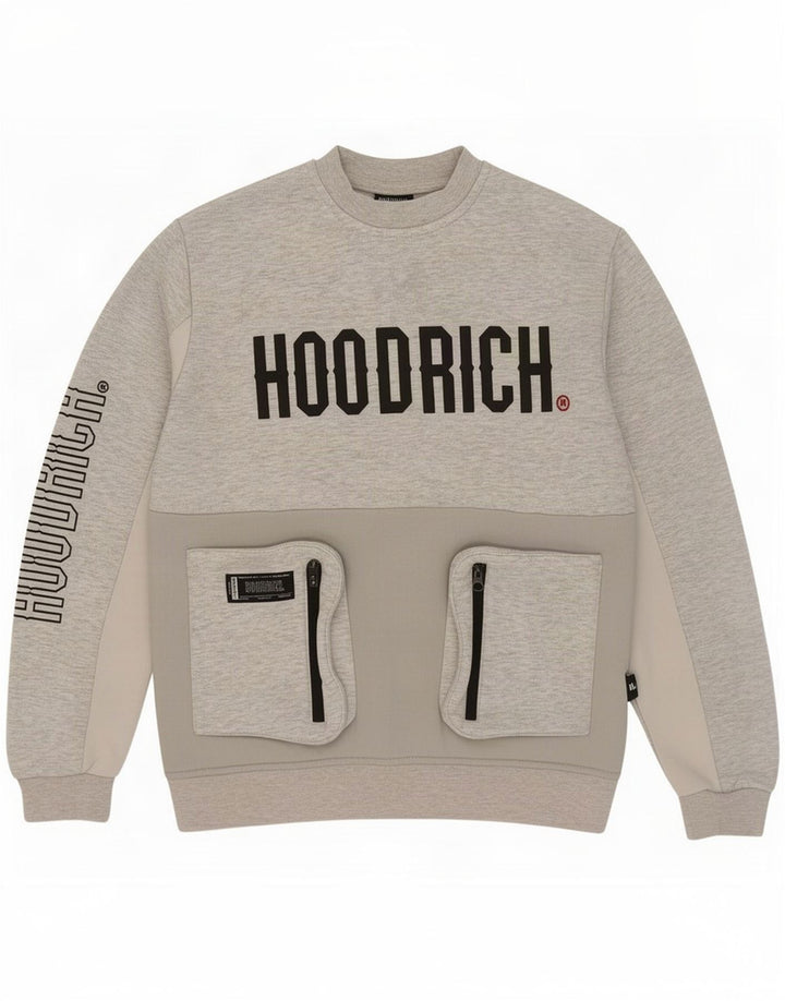 Hoodrich grafisk sweatshirt til mænd, lille grå flækket polyester