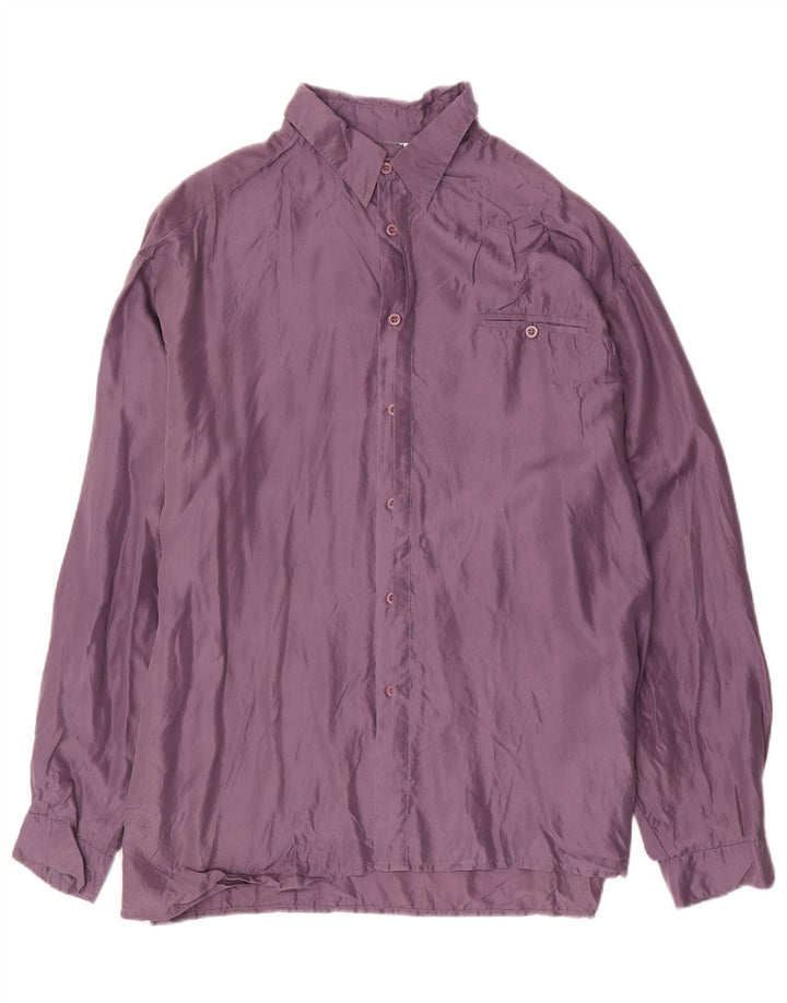 Vintage herreskjorte str. 43/44 Large Purple Silk