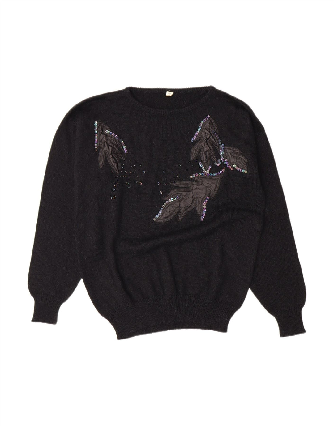 VINTAGE Womens Crew Neck Jumper Sweater Size 40/42 Medium Black