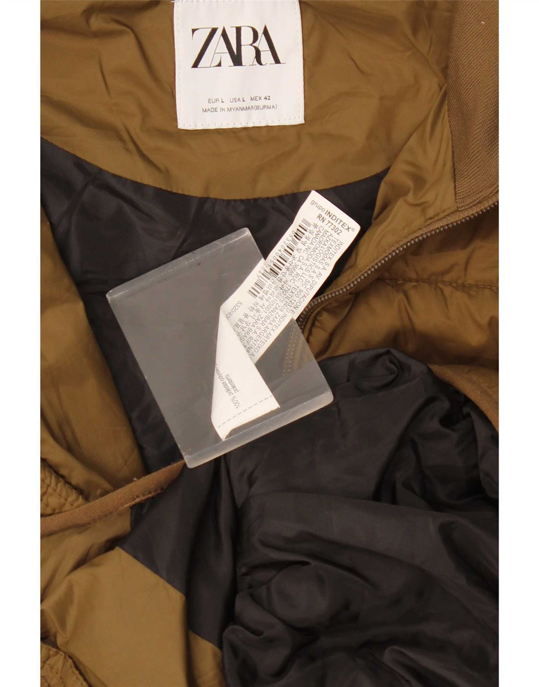 Zara Herre Polstret Gilet UK 40 Stor Khaki Polyester