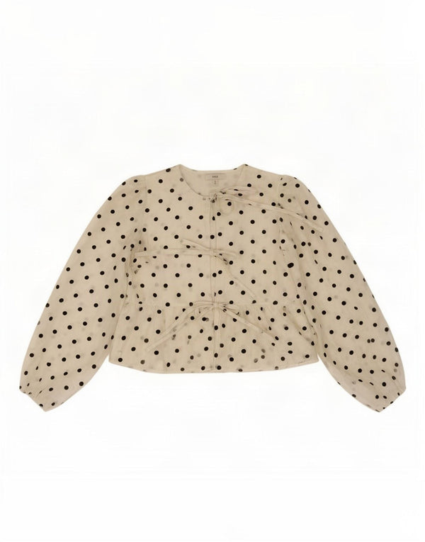 Marks & Spencer skjortebluse til kvinder UK 10 Small White Polka Dot Polyamid