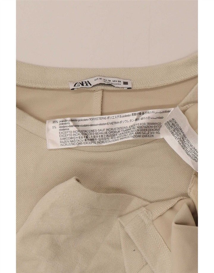 Zara Womens Shift Dress UK 14 Medium Beige Polyester