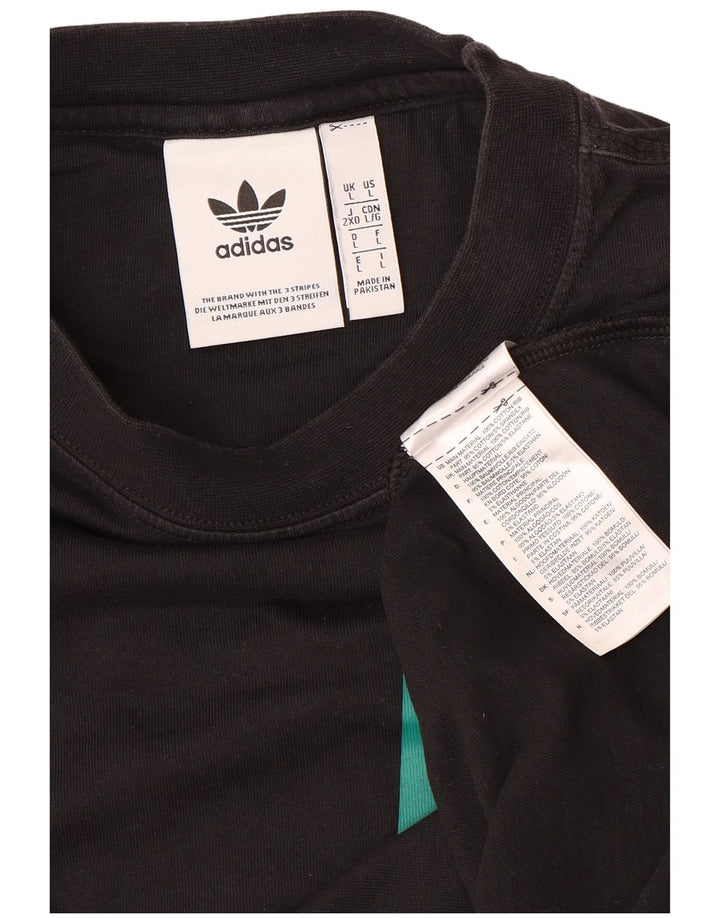 ADIDAS Grafisk Top Langærmet Herre Stor Sort Colourblock Bomuld