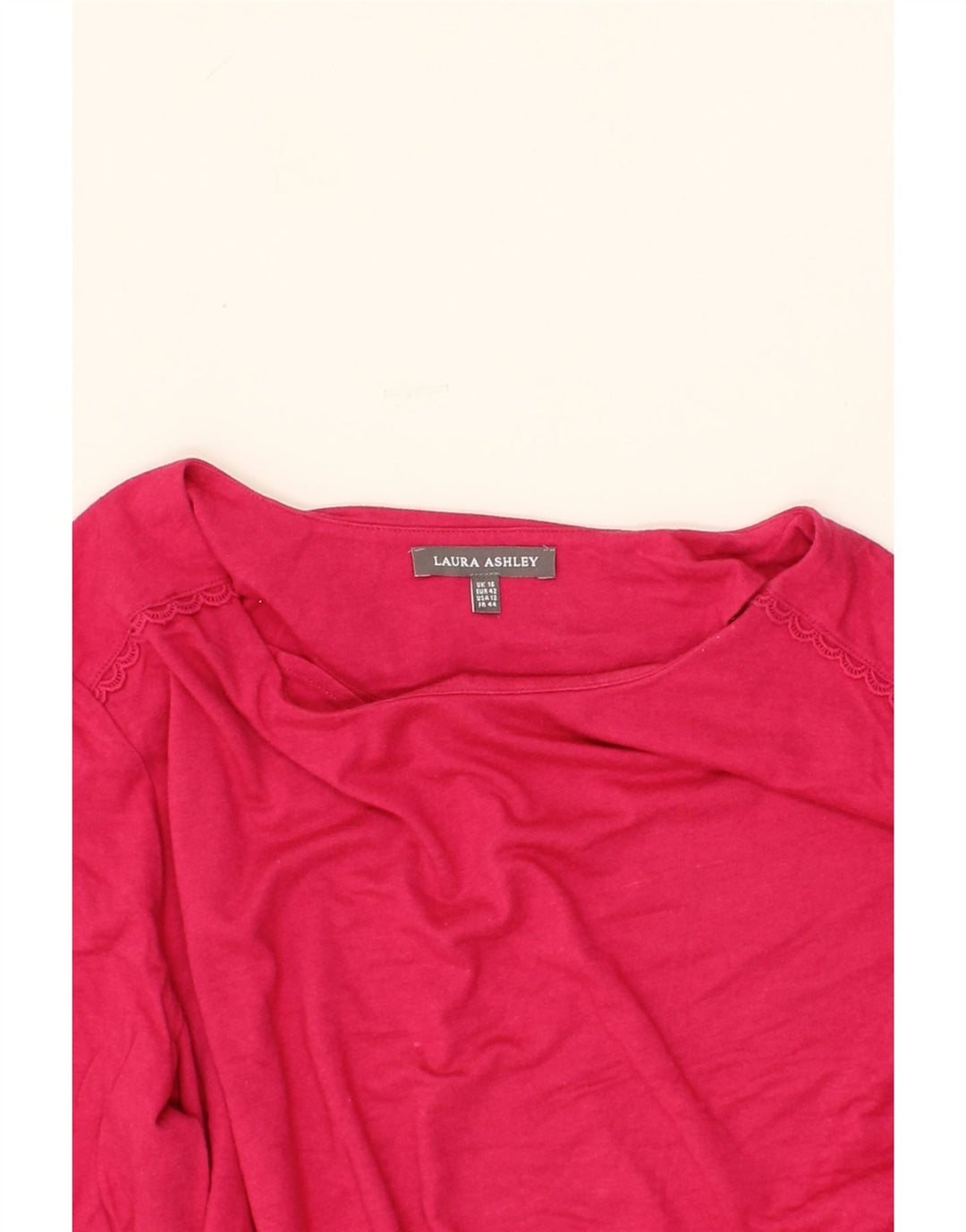 LAURA ASHLEY Womens Top 3/4 Sleeve UK 16 Large Pink Modal Vintage Laura Ashley and Second-Hand Laura Ashley from Messina Hembry 