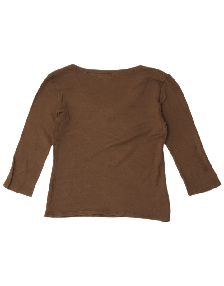 Zara Womens Crop Top 3/4 ærme UK 14 Large Khaki Viscose
