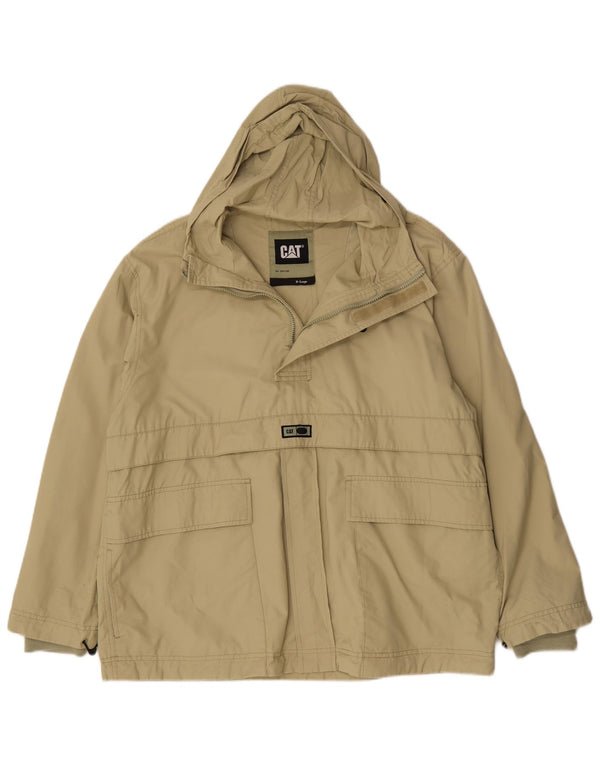 Caterpillar Herre Hætte Anorak Jakke UK 42 XL Khaki Bomuld