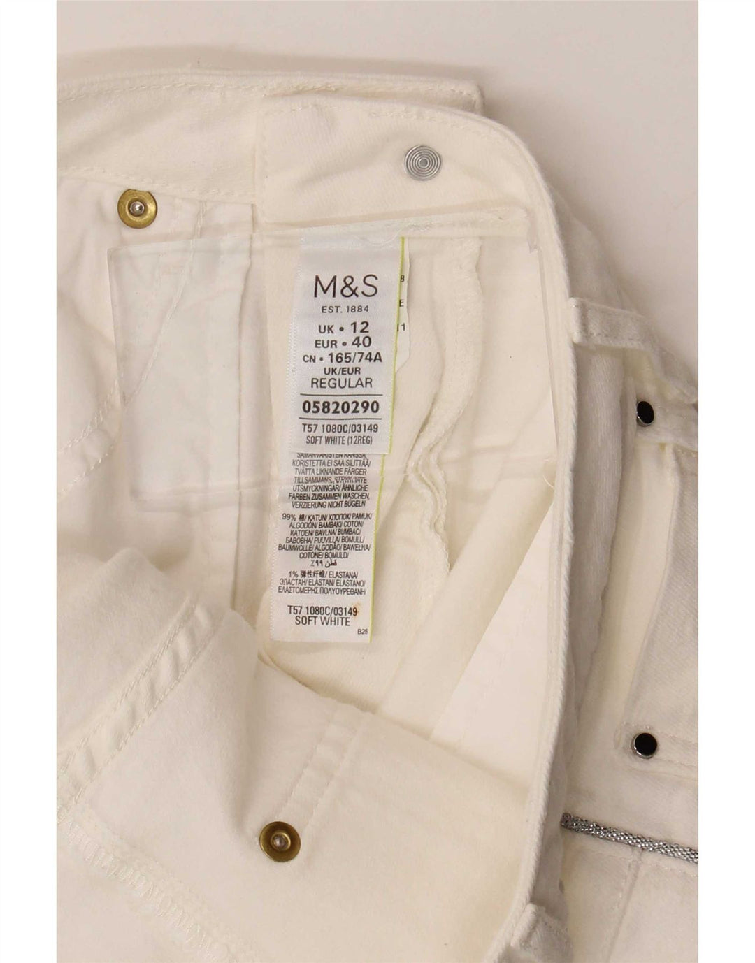 Marks & Spencer Dame Slim Casual Bukser UK 12 Medium W30 L28 White