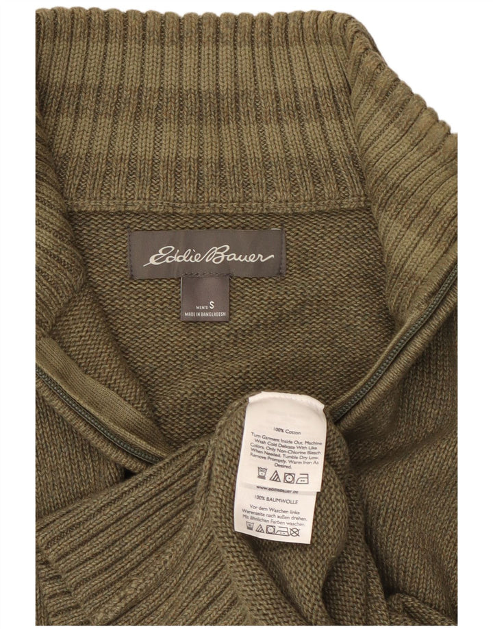 EDDIE BAUER Sweater med lynlås til mænd Small Khaki Bomuld