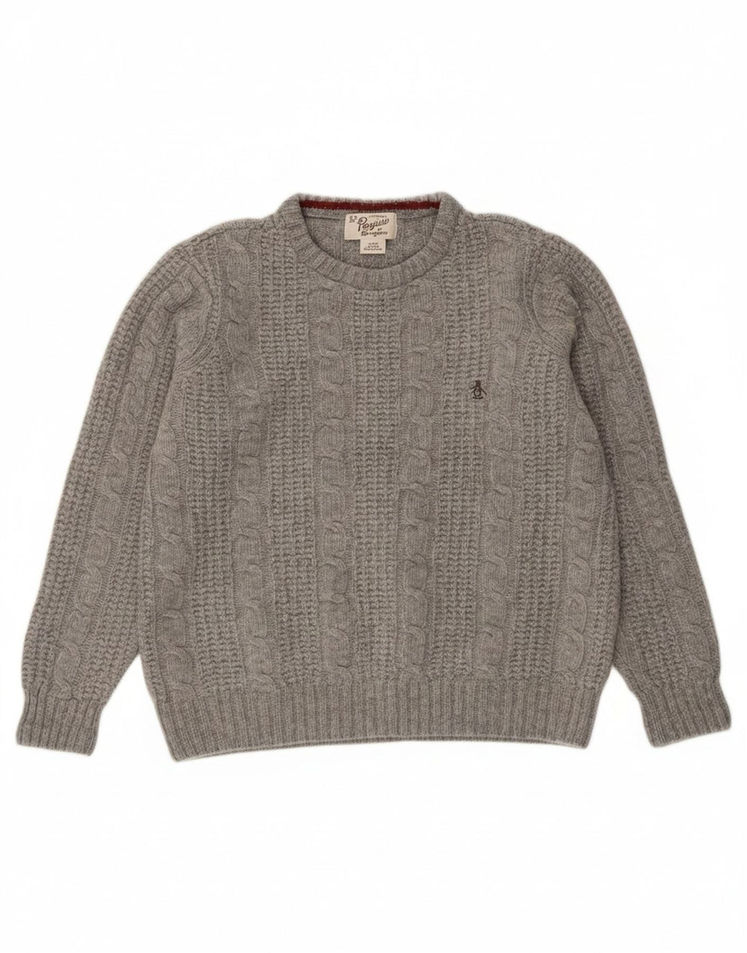 PENGUIN Womens Crew Neck Jumper Sweater UK 16 Large Grey Lambswool