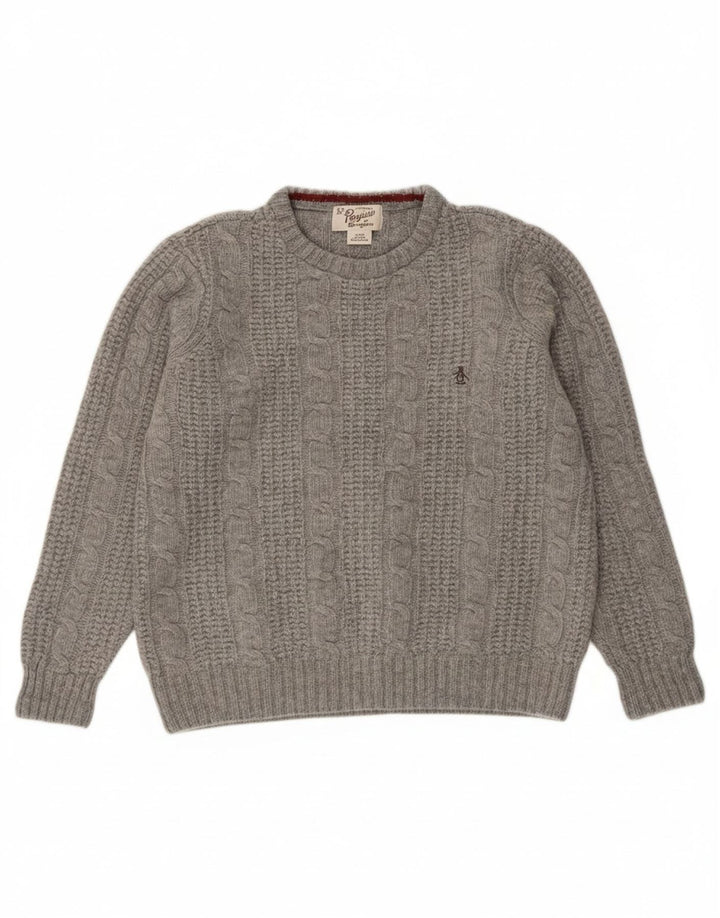 PENGUIN Womens Crew Neck Jumper Sweater UK 16 Large Grey Lambswool