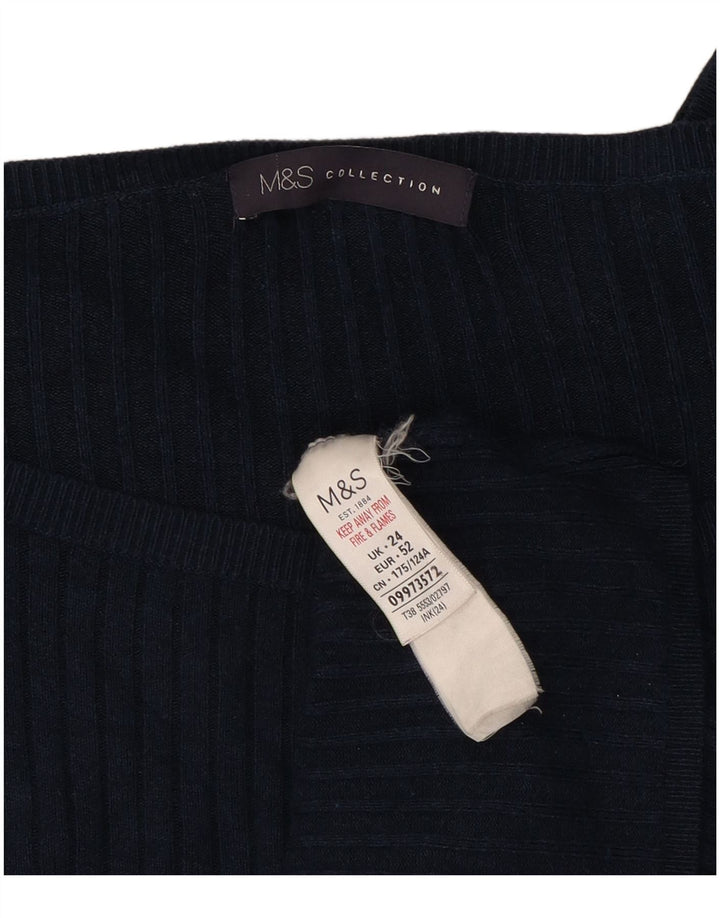 Marks & Spencer Dame Top Langærmet UK 24 4XL Navy Blue Viscose