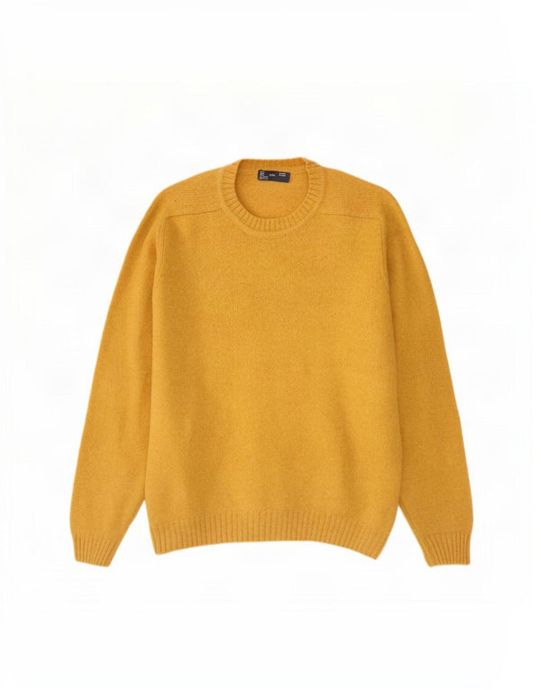 Zara Herre sweater med rund hals XL gul uld