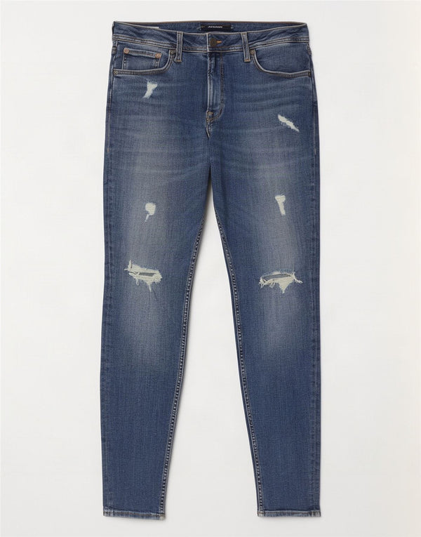 Jack & Jones Mens Pete Distressed Skinny Jeans W31 L30 Blue Cotton