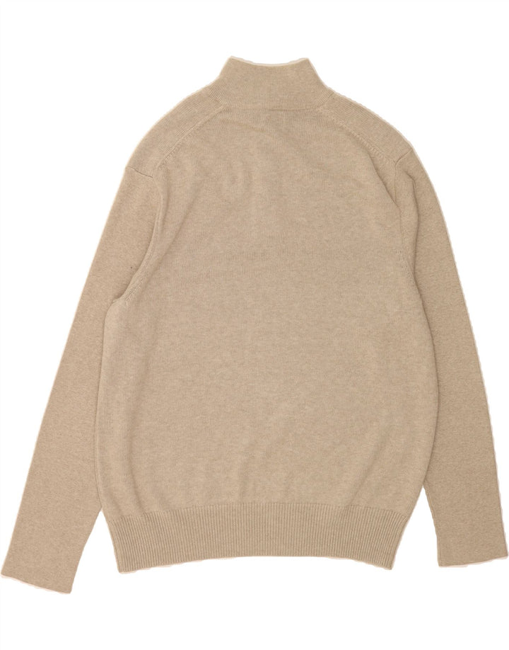 MARKS & SPENCER Mens Zip Neck Jumper Sweater XL Beige Cotton Vintage Marks & Spencer and Second-Hand Marks & Spencer from Messina Hembry 