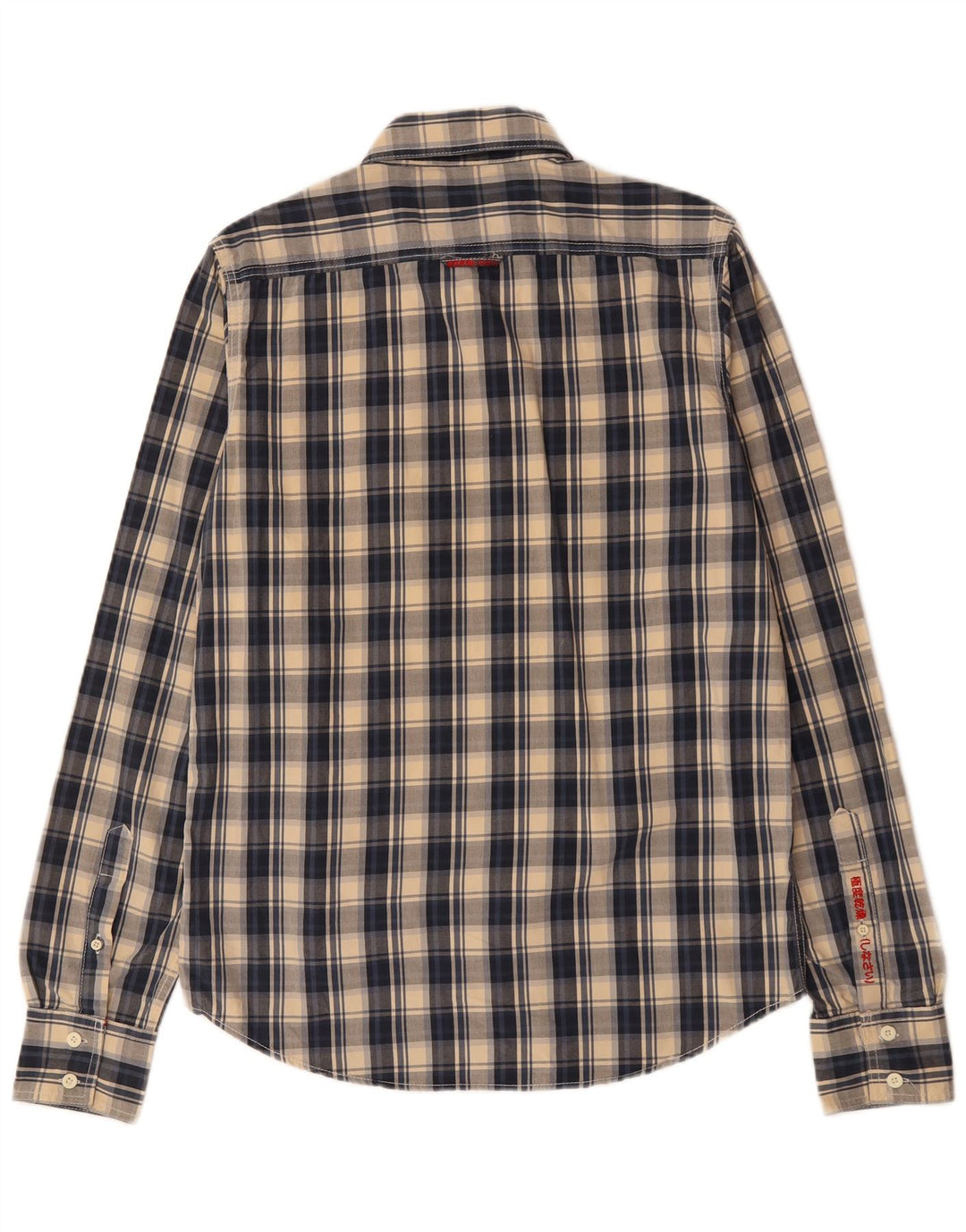 SUPERDRY Herreskjorte Stor marineblå ternet bomuld